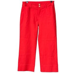 Chicos Red Wide-Leg Cropped Ponte Pants SZ 4